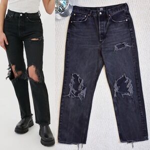 BDG Urban Outfitters Relaxed Straight Distressed‎ Jeans Size 30, Black, Ripped